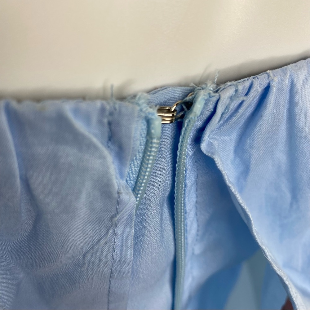 Aqua Crop Top Sky Blue light Cotton With One Off Shoulder Sleeve Size Small - Picture 10 of 16